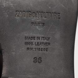 Pre Owned Zadig & Voltaire Black Leather Studded Youth Clous Oxfords Size 36