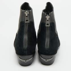مملوكة مسبقًا Zadig & Voltaire Teddy Size 37 Black/Grey Suede Ankle Length Boots