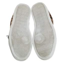 Pre Owned Zadig&Voltaire Brown/Blue Leopard Print Calf Hair And Suede Low-top Sneakers Size 40