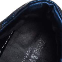 Pre Owned Zadig&Voltaire Brown/Blue Leopard Print Calf Hair And Suede Low-top Sneakers Size 40