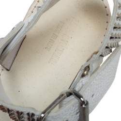 Zadig And Voltaire White Spike Embellished Leather Flat Sandals Size 40