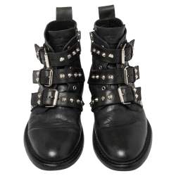Pre Owned حذاء بوت كاحل زادك آند فولتير لاورين جلد أسود مقدمة مرصع مقاس 41