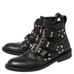 Pre Owned حذاء بوت كاحل زادك آند فولتير لاورين جلد أسود مقدمة مرصع مقاس 41