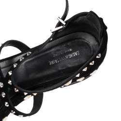 Pre Owned Zadig & Voltaire Black Suede Studded T Strap Sandals Size 39