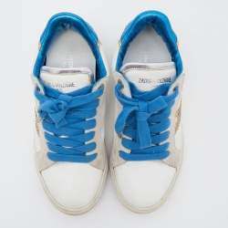 Zadig&Voltaire Multicolor Leather And Suede Studded Low Top Sneakers Size 40