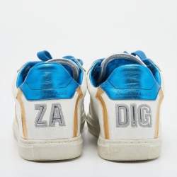 Zadig&Voltaire Multicolor Leather And Suede Studded Low Top Sneakers Size 40