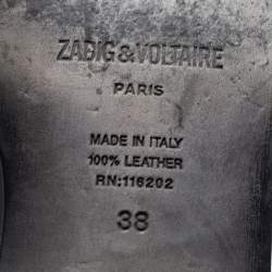 Pre Owned Zadig and Voltaire Black Leather Studded Youth Clous Oxford Size 38