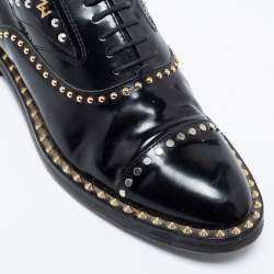 Pre Owned Zadig and Voltaire Black Leather Studded Youth Clous Oxford Size 38