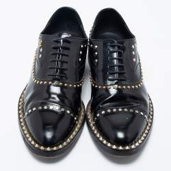 Pre Owned Zadig and Voltaire Black Leather Studded Youth Clous Oxford Size 38