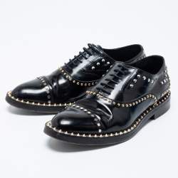 Pre Owned Zadig and Voltaire Black Leather Studded Youth Clous Oxford Size 38