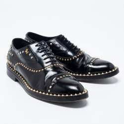 Pre Owned Zadig and Voltaire Black Leather Studded Youth Clous Oxford Size 38