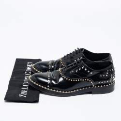 Pre Owned Zadig and Voltaire Black Leather Studded Youth Clous Oxford Size 38
