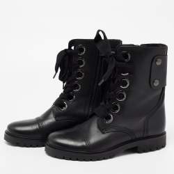 Zadig & Voltaire Black Leather Combat Boots Size 39