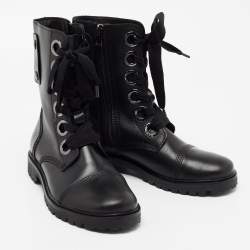 Zadig & Voltaire Black Leather Combat Boots Size 39