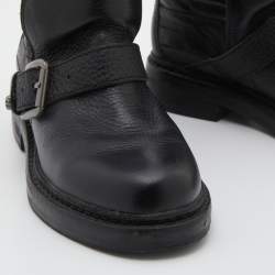 Zadig and Voltaire Black Leather Biker Ankle Length Boots Size 37
