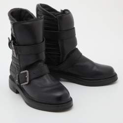 Zadig and Voltaire Black Leather Biker Ankle Length Boots Size 37