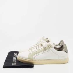 Pre Owned Zadig and Voltaire White Leather Studded Low Top Sneakers Size 36