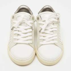 Pre Owned Zadig and Voltaire White Leather Studded Low Top Sneakers Size 36