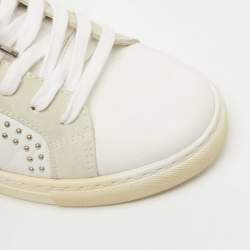 Pre Owned Zadig and Voltaire White Leather Studded Low Top Sneakers Size 36