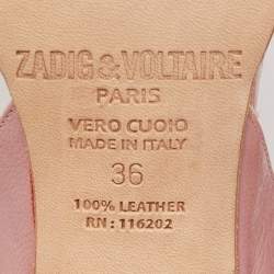 Pre Owned Zadig&Voltaire Metallic/Pink Leather Ankle Strap Sandals Size 36