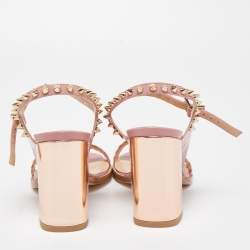 Pre Owned Zadig&Voltaire Metallic/Pink Leather Ankle Strap Sandals Size 36