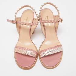 Pre Owned Zadig&Voltaire Metallic/Pink Leather Ankle Strap Sandals Size 36