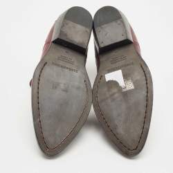 Pre Owned Zadig & Voltaire Burgundy Leather Thylana Studded Ankle Booties Size 36