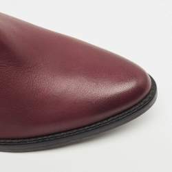 Pre Owned Zadig & Voltaire Burgundy Leather Thylana Studded Ankle Booties Size 36