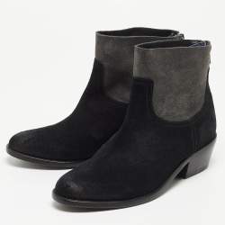 Zadig & Voltaire Black/Grey Suede Ankle Boots Size 36