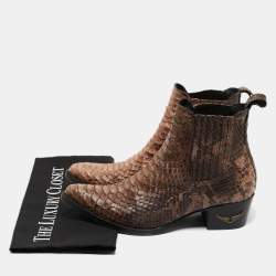 Zadig And Voltaire Brown/Black Python Ankle Boots Size 38