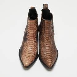 Zadig And Voltaire Brown/Black Python Ankle Boots Size 38