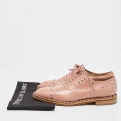 Pre Owned Zadig & Voltaire Pink Leather Studded Oxfords Size 40
