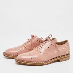 Pre Owned Zadig & Voltaire Pink Leather Studded Oxfords Size 40