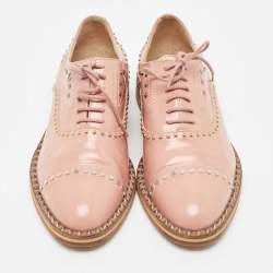 Pre Owned Zadig & Voltaire Pink Leather Studded Oxfords Size 40
