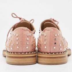 Pre Owned Zadig & Voltaire Pink Leather Studded Oxfords Size 40