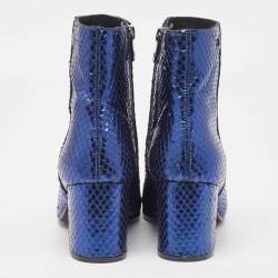 Zadiq & Voltaire Blue Python Block Heel Ankle Boots Size 37