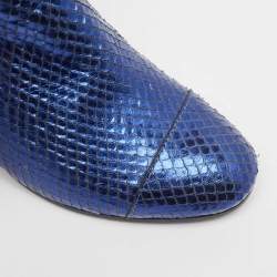 Zadiq & Voltaire Blue Python Block Heel Ankle Boots Size 37