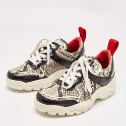 Zadig and Voltaire Black/White Python Embossed Leather Blaze Sneakers Size 38