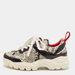 Zadig and Voltaire Black/White Python Embossed Leather Blaze Sneakers Size 38