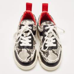 Zadig and Voltaire Black/White Python Embossed Leather Blaze Sneakers Size 38