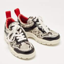 Zadig and Voltaire Black/White Python Embossed Leather Blaze Sneakers Size 38