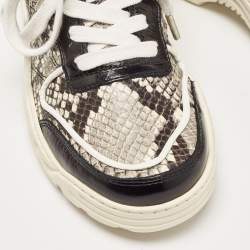 Zadig and Voltaire Black/White Python Embossed Leather Blaze Sneakers Size 38