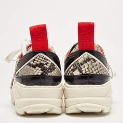 Zadig and Voltaire Black/White Python Embossed Leather Blaze Sneakers Size 38