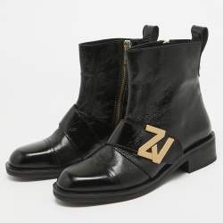 Zadig & Voltaire Black Leather Combat Boots Size 40