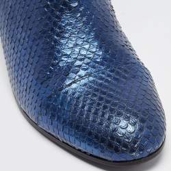 Zadig & Voltaire Metallic Blue Python Embossed Leather Lena Ankle Boots Size 40