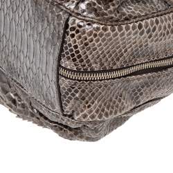 Zagliani Brown Python Leather Zip Satchel