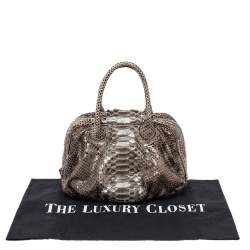 Zagliani Brown Python Leather Zip Satchel