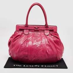 Zagliani Pink Python Puffy Hobo