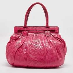 Zagliani Pink Python Puffy Hobo