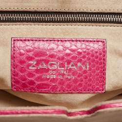 Zagliani Pink Python Puffy Hobo